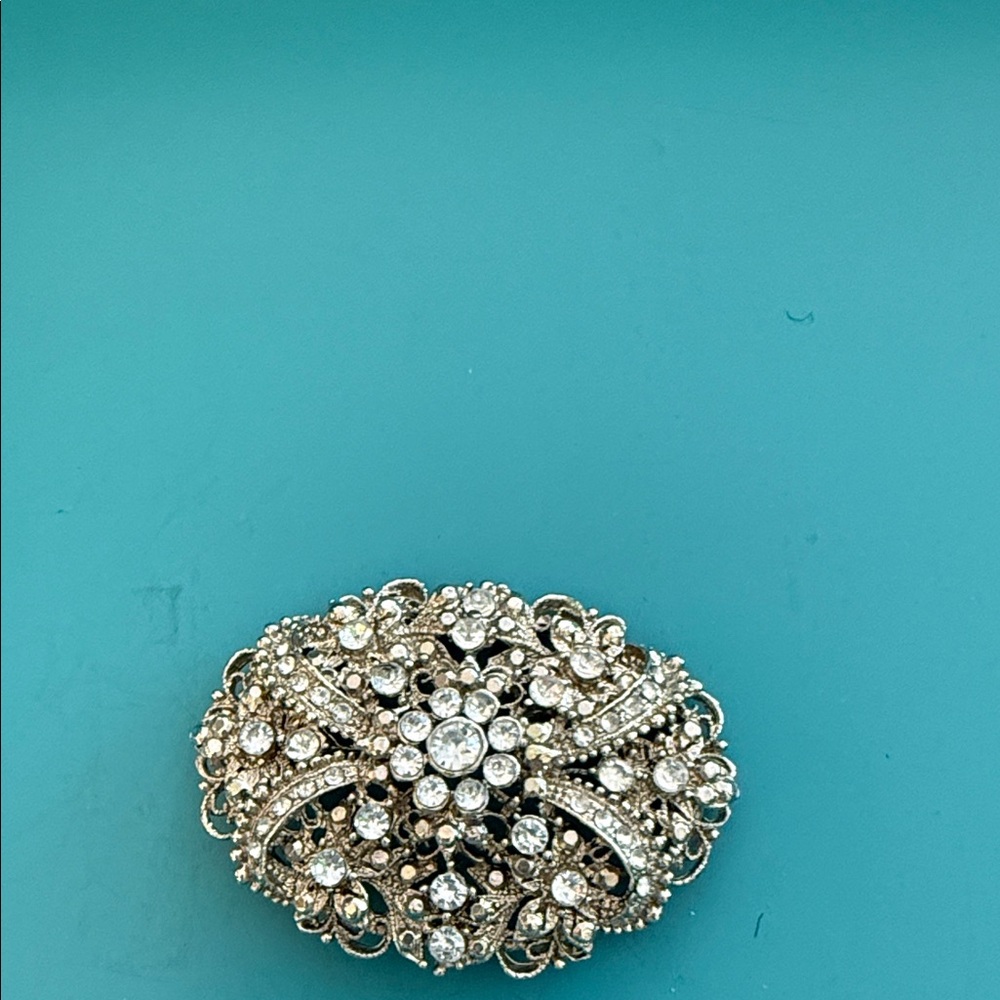 Elegant Silver and Crystal Brooch